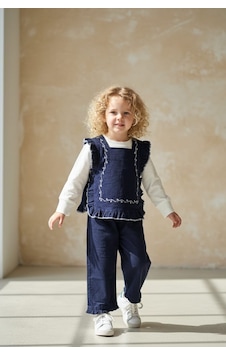 Mnk Baby & Kids Kız Çocuk Otantik Kot Pantolon Ve Bluz Takımı M00797 mavi Mnk Baby & Kids Kız Çocuk Otantik Kot Pantolon Ve Bluz Takımı M00797 mavi