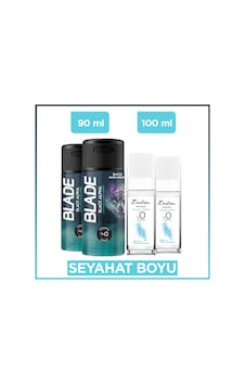 Emotion Ocean Fresh Pump Sprey Deodorant 2x100 Ml & Blade Black Alpha Deodorant 2x90 Ml Seyahat Seti Emotion Ocean Fresh Pump Sprey Deodorant 2x100 Ml & Blade Black Alpha Deodorant 2x90 Ml Seyahat Seti