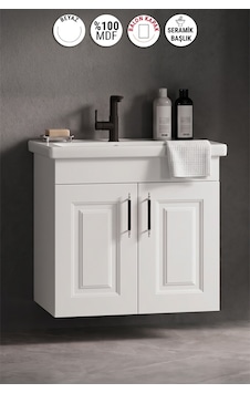 Özceden Salkım 55 Cm Beyaz Balon Mdf Seramik Lavabolu Asma Banyo Alt Dolabı Özceden Salkım 55 Cm Beyaz Balon Mdf Seramik Lavabolu Asma Banyo Alt Dolabı