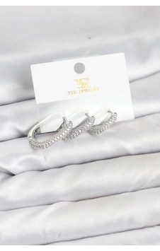 Mey İthalat Pirinç Gümüş Renk Zirkon Taşlı Halka Model Ysx Trio Küpe Seti Çok Renkli Mey İthalat Pirinç Gümüş Renk Zirkon Taşlı Halka Model Ysx Trio Küpe Seti Çok Renkli