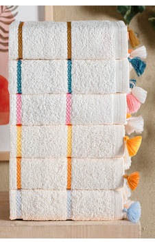 6 Lı Premium, Bohem, Renkli, Püsküllü Ve Çizgili Havlu Seti Mutfak & El Yüz 30x50 Cm Çok Renkli - 814332215 Çok Renkli