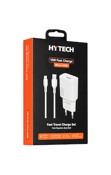 Hytech HY-XT50M 12W 5V 2.4A Micro USB Kablolu Beyaz Kablo + Ev Şa Hytech HY-XT50M 12W 5V 2.4A Micro USB Kablolu Beyaz Kablo + Ev Şa