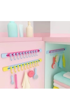 10 Kancalı Raylı Mutfak Ve Banyo Düzenleyici Askı 30 Cm 5047 Renkli 10 Kancalı Raylı Mutfak Ve Banyo Düzenleyici Askı 30 Cm 5047 Renkli