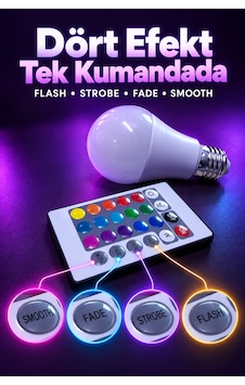 Rgb Led Ampul Kumandadan Işık Efekti Seçimli - Lisinya Standart Rgb Led Ampul Kumandadan Işık Efekti Seçimli - Lisinya Standart