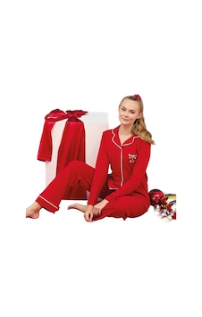 Over Sleep By Poleren Over Sleep 3254 Kadın Önü Düğmeli Yı Pijama Takımı Kırmızı Over Sleep By Poleren Over Sleep 3254 Kadın Önü Düğmeli Yı Pijama Takımı Kırmızı