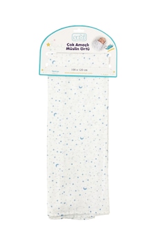 Sebi Bebe Çok Amaçlı Müslin Örtü 100x120 CM Mavi - Beyaz Sebi Bebe Çok Amaçlı Müslin Örtü 100x120 CM Mavi - Beyaz
