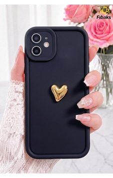 Fibaks iPhone 11 Uyumlu Kılıf 3d Kalp Tasarımlı Siyah Desenli Yumuşak Kamera Korumalı Silikon Kapak Fibaks iPhone 11 Uyumlu Kılıf 3d Kalp Tasarımlı Siyah Desenli Yumuşak Kamera Korumalı Silikon Kapak