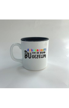 Mor Mürekkep Aşkoooooo Baskılı Siyah Multi Kupa Mor Mürekkep Aşkoooooo Baskılı Siyah Multi Kupa