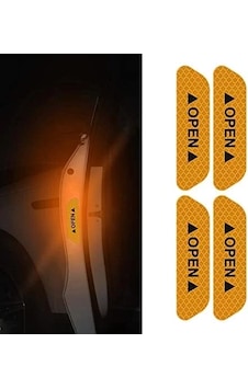 Home Araba Kapı Açık Uyarı Reflektörü Etiket Sticker 4'lü 9.5x2.5cm Sarı