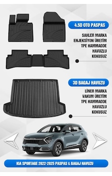 Kia Sportage 2022-2026 Uyumlu Sahler 4.5d Premium Paspas Ve Liner 3d Bagaj Havuzu Cool-elegance-liv