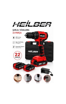 Heilber Ba011525 24v Şarjlı Vidalama Matkap Seti 22 Parça 2 Akü Li-ion Çantalı Profesyonel Akülü Vidalama Heilber Ba011525 24v Şarjlı Vidalama Matkap Seti 22 Parça 2 Akü Li-ion Çantalı Profesyonel Akülü Vidalama