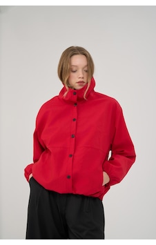 Mai Collection Row Düğmeli Kırmızı Oversize Ceket Mai Collection Row Düğmeli Kırmızı Oversize Ceket