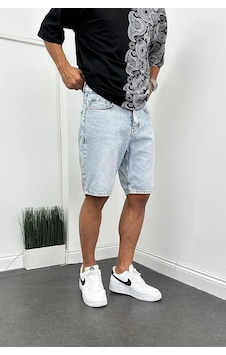 Kaizer Denim Erkek Buz Mavisi Baggy Şort Buz Mavi