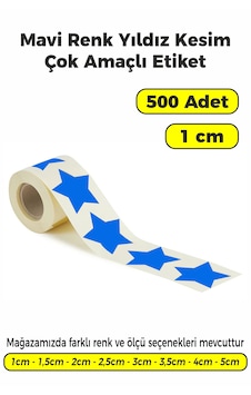 Mavi Renk Yıldız Kesim Sticker Etiket 1cm - 500 Adet Mavi Mavi Renk Yıldız Kesim Sticker Etiket 1cm - 500 Adet Mavi