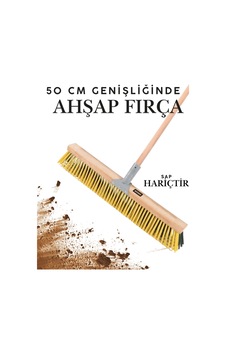 50 Cm Dış Mekan Ahşap Yer Fırçası - İnşaat Moloz Ve Bahçe Yaprak Süpürme Fırçası Sert Kıllı Süpürge