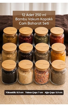 Zone 12'li Cam Baharatlık Seti 250 Ml - Bambu Vakum Kapaklı Mutfak Erzak Saklama Kabı Ve Baharat Takımı Ahşap - Şeffaf Zone 12'li Cam Baharatlık Seti 250 Ml - Bambu Vakum Kapaklı Mutfak Erzak Saklama Kabı Ve Baharat Takımı Ahşap - Şeffaf
