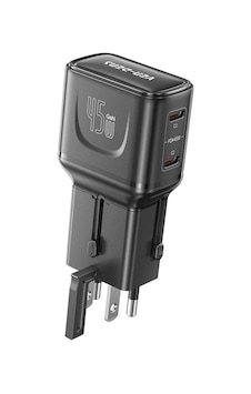 Ven-dens Vd-ta002 45 W Pd 4 Ü 1 Arada Seyahat Adaptörü, Çift Usb-c Port, Abd, İngiltere, Siyah Ven-dens Vd-ta002 45 W Pd 4 Ü 1 Arada Seyahat Adaptörü, Çift Usb-c Port, Abd, İngiltere, Siyah