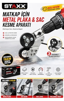 Staxx Stsac200 Matkap İçin Metal Plaka Sac Kesme Aparatı Sac Makası Elektrikli Şarjlı Matkap Uyumlu Staxx Stsac200 Matkap İçin Metal Plaka Sac Kesme Aparatı Sac Makası Elektrikli Şarjlı Matkap Uyumlu