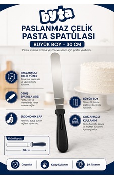 30 Cm Pasta Spatulası Büyük Boy Paslanmaz Çelik Şekillendirici Gümüş