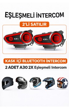 2 Li Motosiklet Intercom Bluetooth Kulaklık Ip67 Su Geçirmez Otomatik Çağrı Led Işık A30