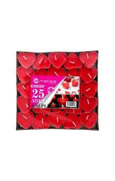 Kırmızı Kalpli Tealight Mum 25 Adet Kırmızı