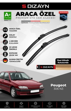 S-dizayn Peugeot 306 N3 Ön Cam Silecek Seti 1993-2002 Premium Araca Özel 55-50 Cm A+ Kalite Aocs-169