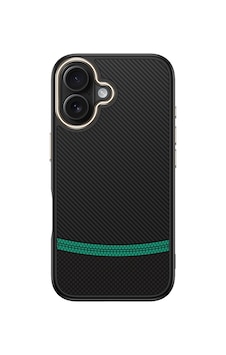 Apple Uyumlu iPhone 16 Plus Kılıf Kablosuz Şarj Özellikli Karbon Fiber Görünümlü Antina Kapak Siyah-yeşil Apple Uyumlu iPhone 16 Plus Kılıf Kablosuz Şarj Özellikli Karbon Fiber Görünümlü Antina Kapak Siyah-yeşil
