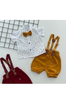 Murat Baby Yalmanlıbebe Neşeli Bebeklerimize Gözlük Desen Papyonlu Pantolon Askılı Kısa K (547209645) Beyaz - Sarı Murat Baby Yalmanlıbebe Neşeli Bebeklerimize Gözlük Desen Papyonlu Pantolon Askılı Kısa K (547209645) Beyaz - Sarı