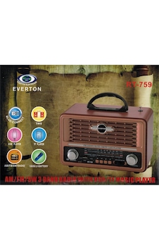 Everton Rt-759 Bluetooth Fm-usb-tf-aux Solarlı Şarjlı Nostaljik Radyo