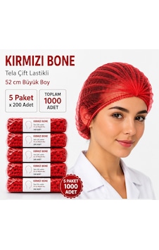 Kırmızı Bone 52 Cm Büyük Boy 5 Adet X 200 Lü Paket Toplam 1000 Adet - Çift Lastikli Kırmızı Bone 52 Cm Büyük Boy 5 Adet X 200 Lü Paket Toplam 1000 Adet - Çift Lastikli