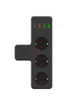Yumurcak Shop Termal Akım Korumalı 3 Adet Soket,3 Adet Usb Ve 1 Adet Type-c Girişli 20w Priz Model 3