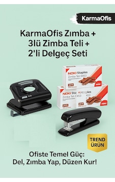 Zımba Makinesi + Sd H-20 Delgeç + 3 Lü Noki 24/6 Zımba Teli Seti Toplam 3000 Tel Çok Renkli