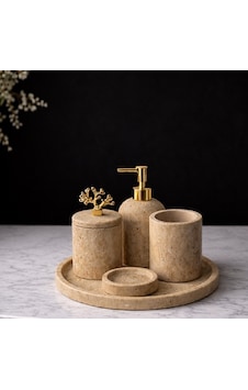 Traverten 5'li Mermer Banyo Set Diğer Traverten 5'li Mermer Banyo Set Diğer