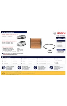 Bosch Toyota Corolla Auris 1.4 D-4d Yağ Filtresi 2007-2018 Bosch Toyota Corolla Auris 1.4 D-4d Yağ Filtresi 2007-2018