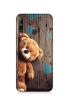 Huawei P40 Lite E Uyumlu Ayıcık Aşk Ve Kalplar Desenli Silikon Kılıf