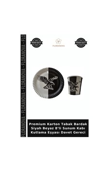 Premium Karton Tabak Bardak Siyah Beyaz 8 Li Sunum Kabı Kutlama Eşyası Davet Gereci Diğer Premium Karton Tabak Bardak Siyah Beyaz 8 Li Sunum Kabı Kutlama Eşyası Davet Gereci Diğer