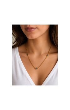 Gold Üçlü Nazar Boncuğu Detaylı Minimalist Zincir Kolye Altın Gold Üçlü Nazar Boncuğu Detaylı Minimalist Zincir Kolye Altın