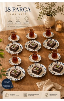 Porsima Yasemin Dicle 18 Parça 6 Kişilik Çizgili Porselen Pasta Ve Çay Takımı Sunum Seti Çok Renkli Porsima Yasemin Dicle 18 Parça 6 Kişilik Çizgili Porselen Pasta Ve Çay Takımı Sunum Seti Çok Renkli