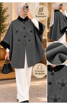 Genel Markalar Novea Scarf Çiçek Desenli Kürklü Triko Panço Gri - 936038134 Gri Genel Markalar Novea Scarf Çiçek Desenli Kürklü Triko Panço Gri - 936038134 Gri