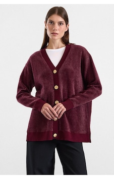 Olcay V Yaka Soft Kumaş Hırka Mürdüm 8295 Olcay V Yaka Soft Kumaş Hırka Mürdüm 8295