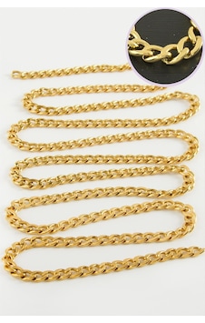 5 - 736 - Mm Düz Sarı Renkli Çelik Zincir - Spt-gld - 1 Metre