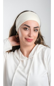 Hürrem Bone Krem Bandana Saç Bandı Viskon Düz 3012 40 Krem