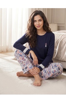 Miressa Kadın Uzun Pijama Takımı Lacivert Miressa Kadın Uzun Pijama Takımı Lacivert