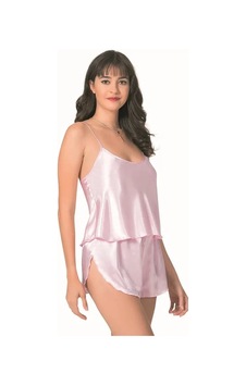 Veraura Lifestyle Kadın Şık Tasarım Yumuşak Dokulu Pembe Saten Babydoll Şort Takımı Veraura Lifestyle Kadın Şık Tasarım Yumuşak Dokulu Pembe Saten Babydoll Şort Takımı