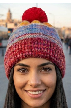 Tezzgelsin Kadın Ebruli Desenli Ponponlu Örme Triko Kışlık Bere Bordo Tezzgelsin Kadın Ebruli Desenli Ponponlu Örme Triko Kışlık Bere Bordo