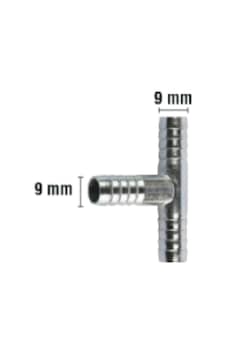 Rakor Metal T Tip Hortum İçin 9mm 2 Adet 5"