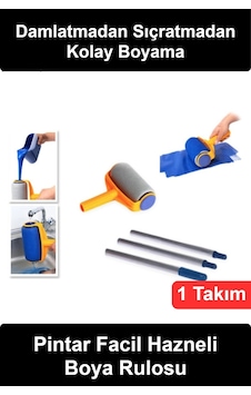 Boyarulosu Pintar Facil Hazneli Damlatmaz Pratik Boya Rulosu Seti 3 Parça Uzatma Saplı Duvar Tavan