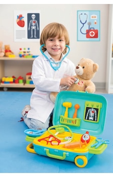 Eğitici Oyuncak Doktor Seti Çantalı Tekerlekli Valizli 15 Parça Çocuk Oyun Seti Eğitici Oyuncak Doktor Seti Çantalı Tekerlekli Valizli 15 Parça Çocuk Oyun Seti