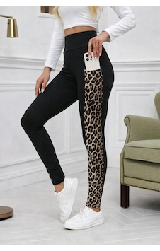 Amorluxe Kadın Yüksek Bel Cep Detaylı Leopar Desenli Dalgıç Tayt Siyah Amorluxe Kadın Yüksek Bel Cep Detaylı Leopar Desenli Dalgıç Tayt Siyah