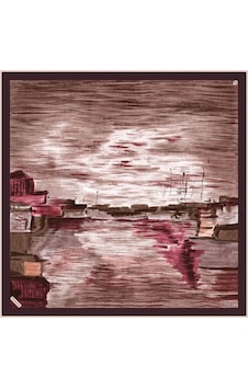Poanes Günbatımı Desenli Twill İpek Eşarp Açık Pembe - Pembe Poanes Günbatımı Desenli Twill İpek Eşarp Açık Pembe - Pembe